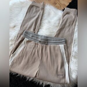 Maniere De Voir Beige and Gray Ribbed Joggers